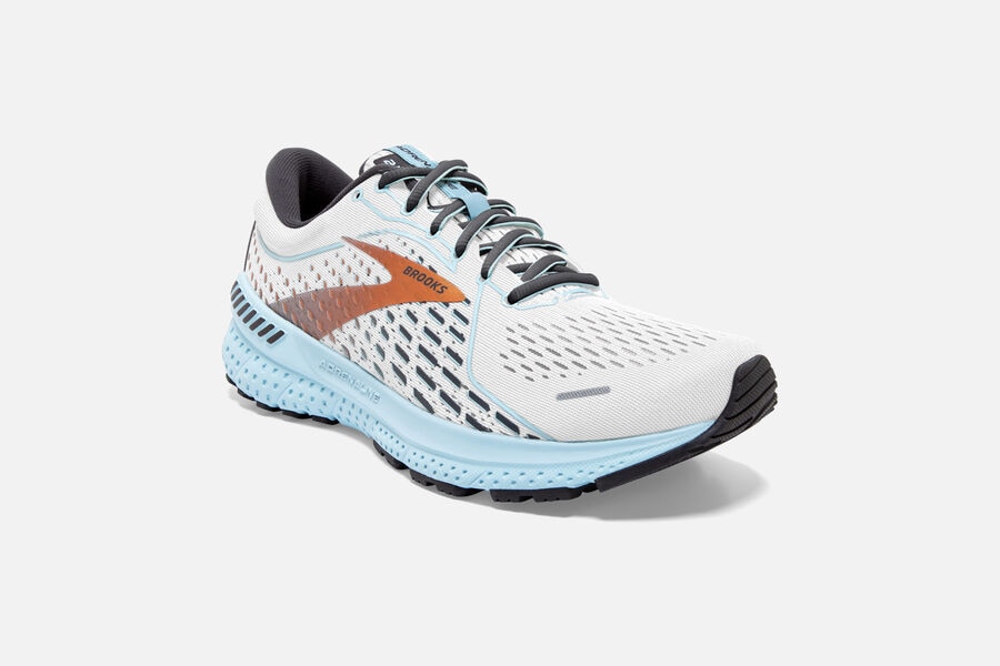 Brooks Running Shoes - Adrenaline GTS 21 Road Womens - White/Gold/Blue - ATE-134570